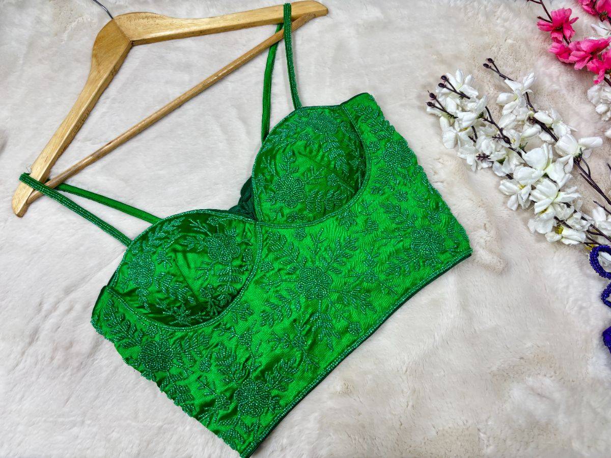 Floral Embroidered Bustier Designer Blouse - View 4