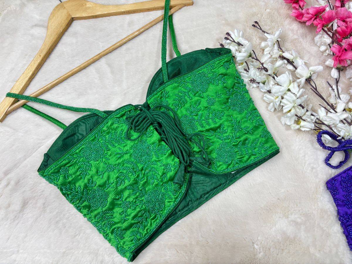 Floral Embroidered Bustier Designer Blouse - View 5