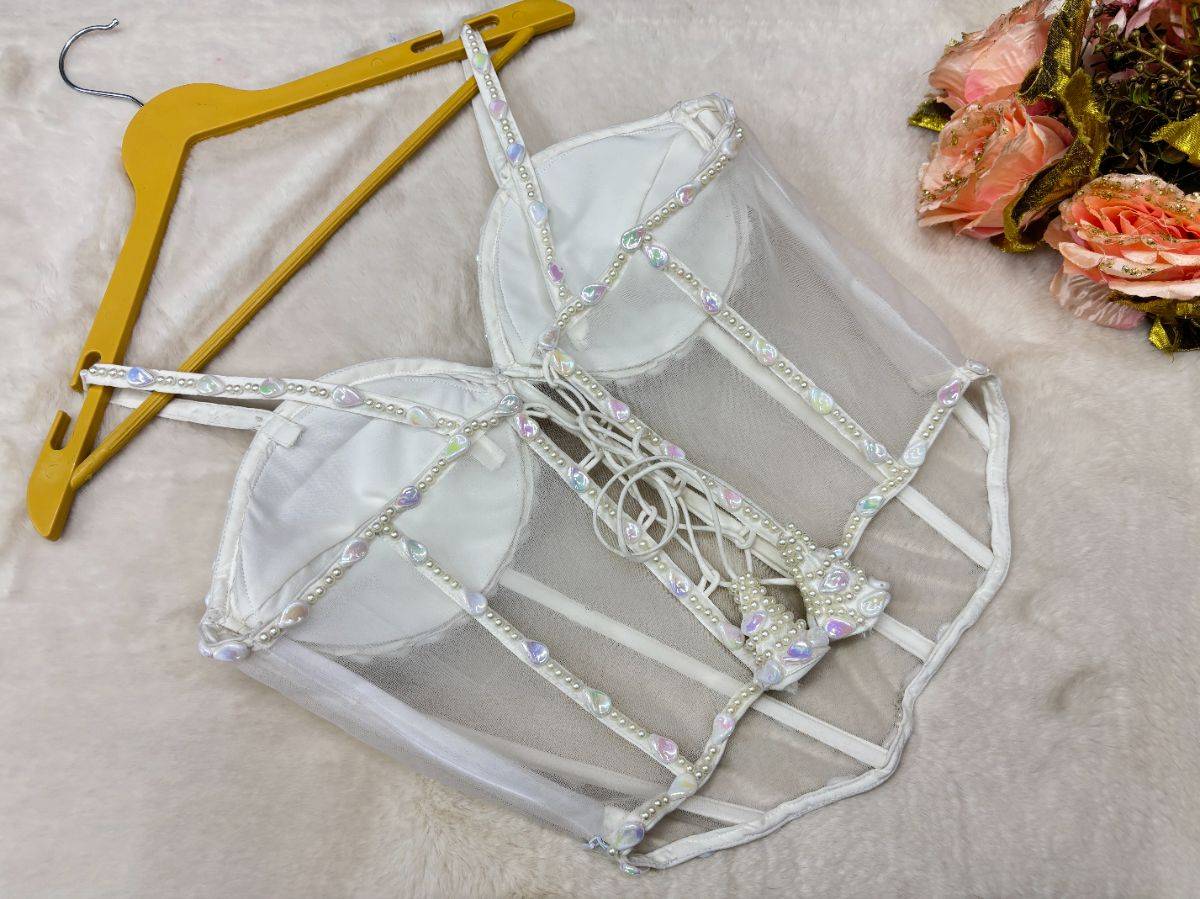 Iridescent Pearl Embellished Corset - View 2