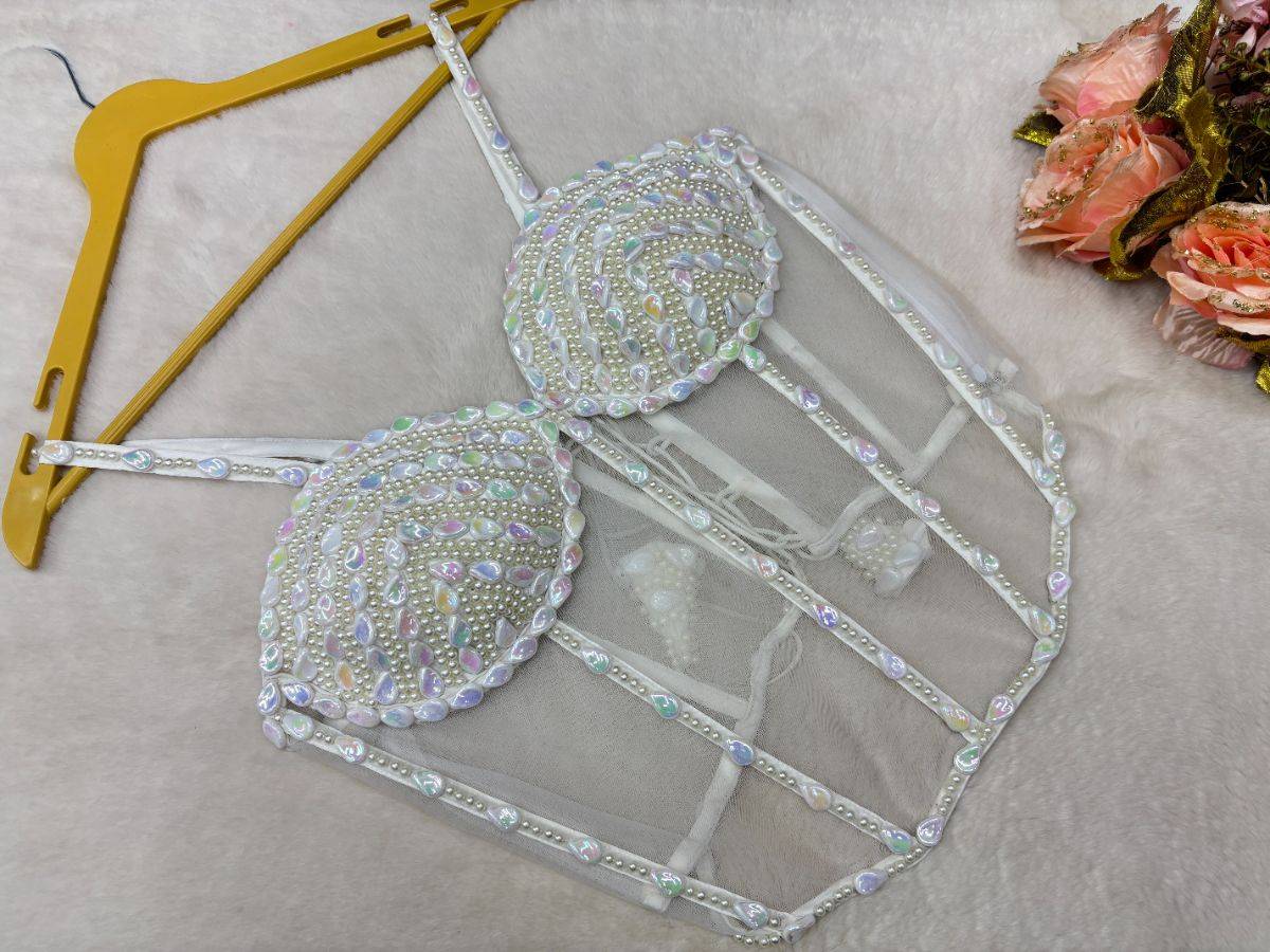 Iridescent Pearl Embellished Corset - View 1